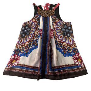 Anthropologie One September XS Sleeveless Beaded Front Boho Tank Tunic Top Black